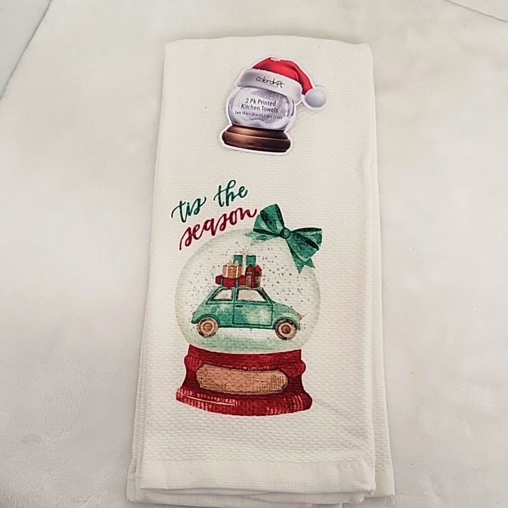Colordrift Two Pack Printed Kitchen Towels 18" x 28" "tis the season" (NWT)